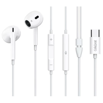 Auriculares Celebrat E400 c/ fio, microfone e...